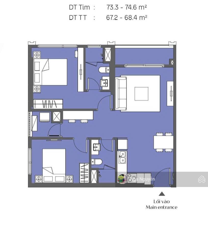 Căn hộ 2PN-2WC Masteri Era Landmark 67.2m² giá 4.5 tỷ - View Vịnh biển tuyệt đẹp