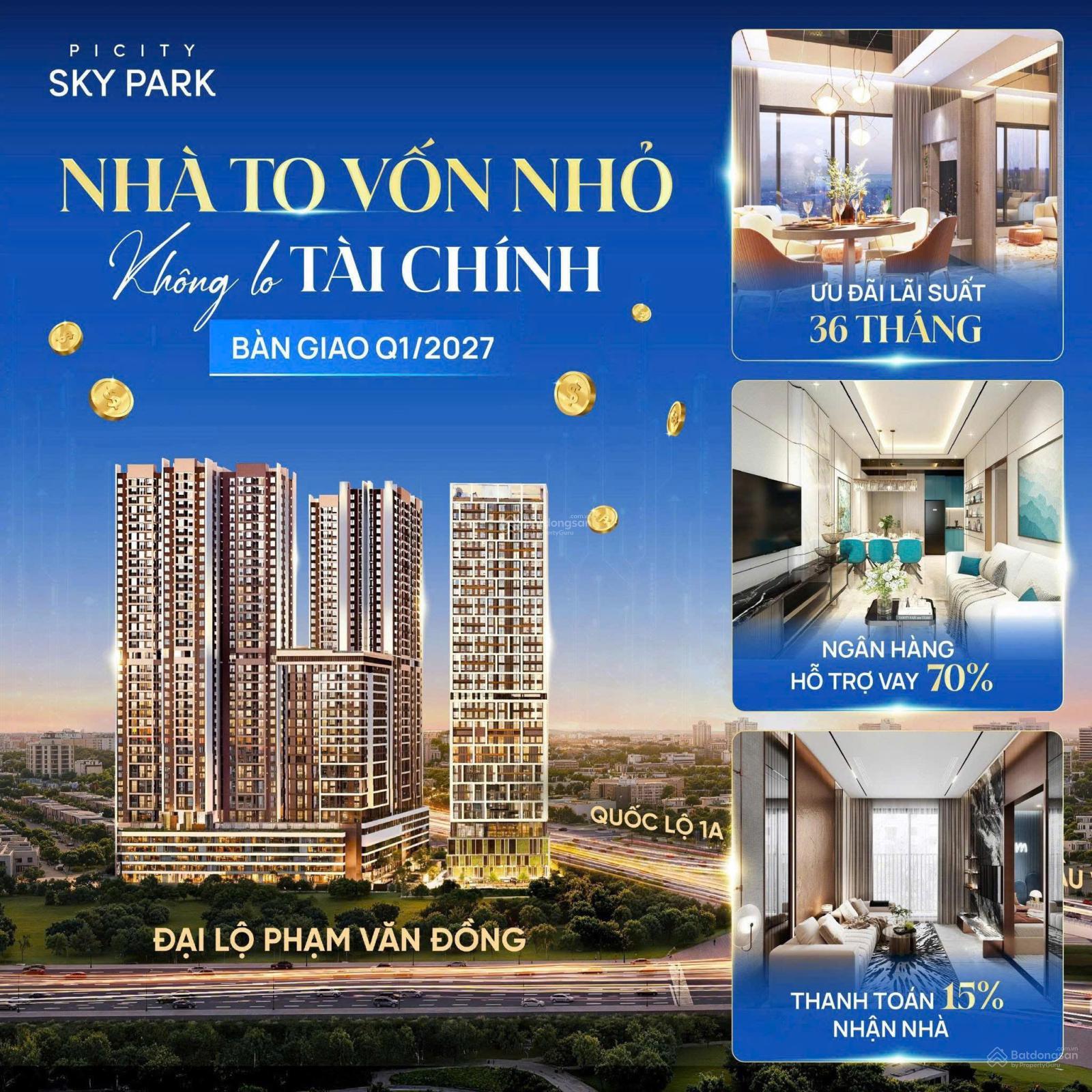 Căn hộ Picity Sky Park Dĩ An 55m² giá 2.7 tỷ - Tiện ích 5 sao, giao nhà 2027!