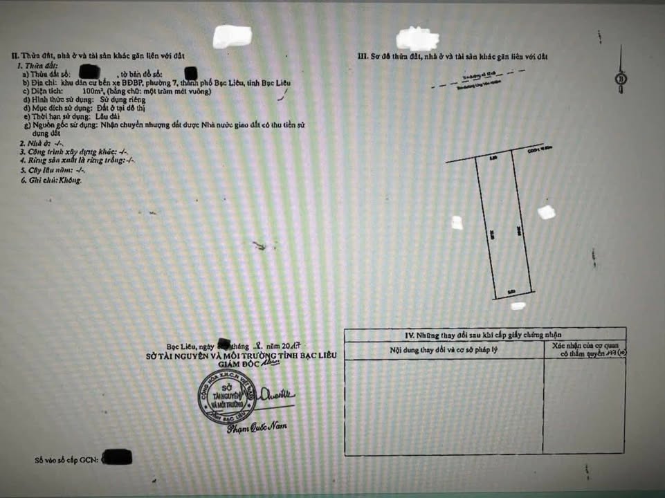 Đất nền KDC Bến xe BĐBP Bạc Liêu 100m² giá 1.1 tỷ - Hướng Bắc, thương lượng chính chủ!