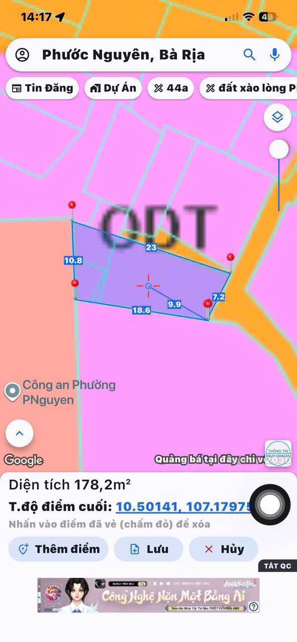 Đất mặt tiền Trần Hưng Đạo, Bà Rịa 180m² giá 3.68 tỷ - Đầu tư sinh lợi ngay!