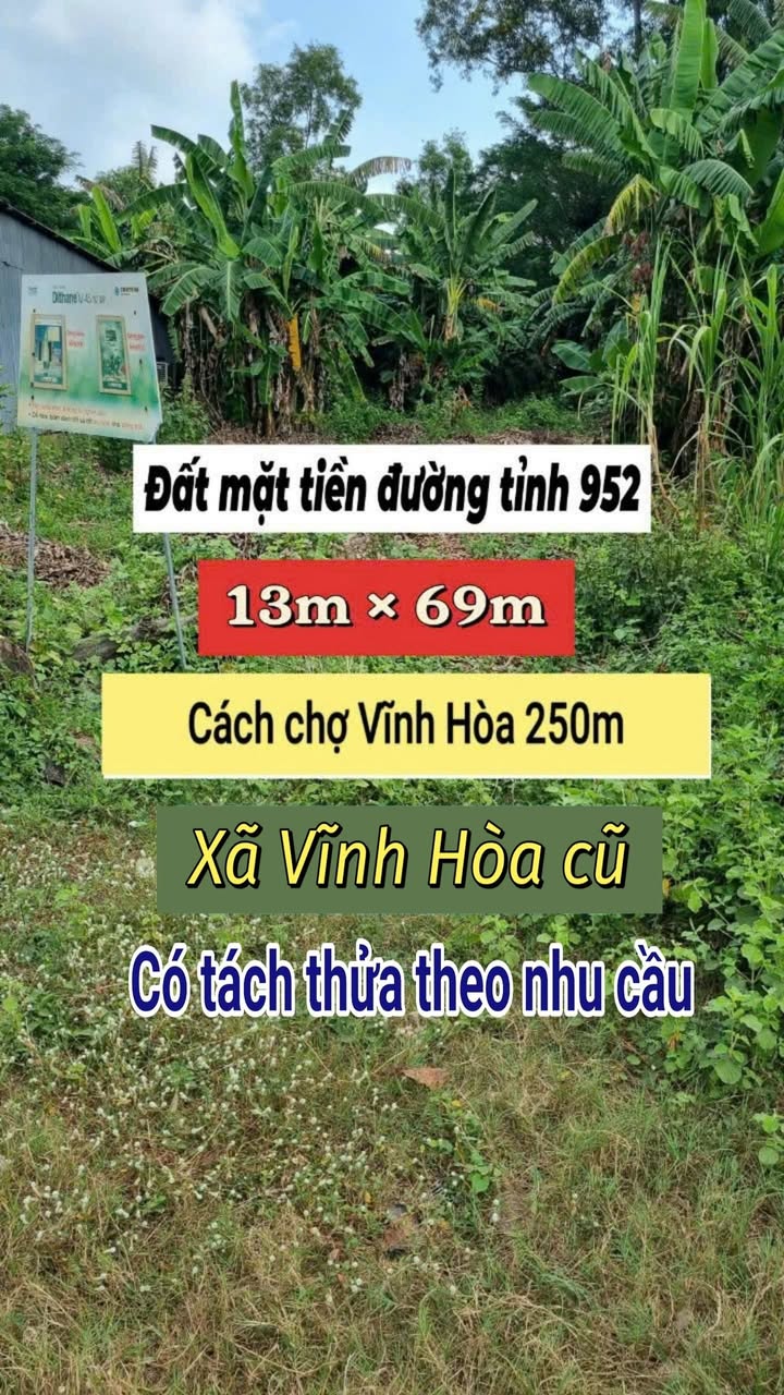 Bán đất mặt tiền đường 952, xã Vĩnh Xương, 897m² - Gần chợ Vĩnh Hòa!