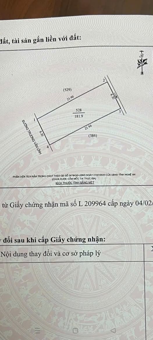 Đất mặt đường Trương Văn Lĩnh Vinh 181m² giá 21.45 tỷ - Vị trí đẳng cấp kinh doanh!