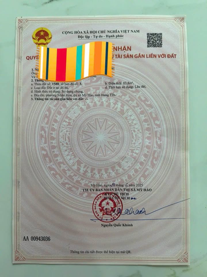 Đất nền Nhân Hòa Mỹ Hào 83.8m² giá 5 tỷ - Vị trí đắc địa gần trường đại học!