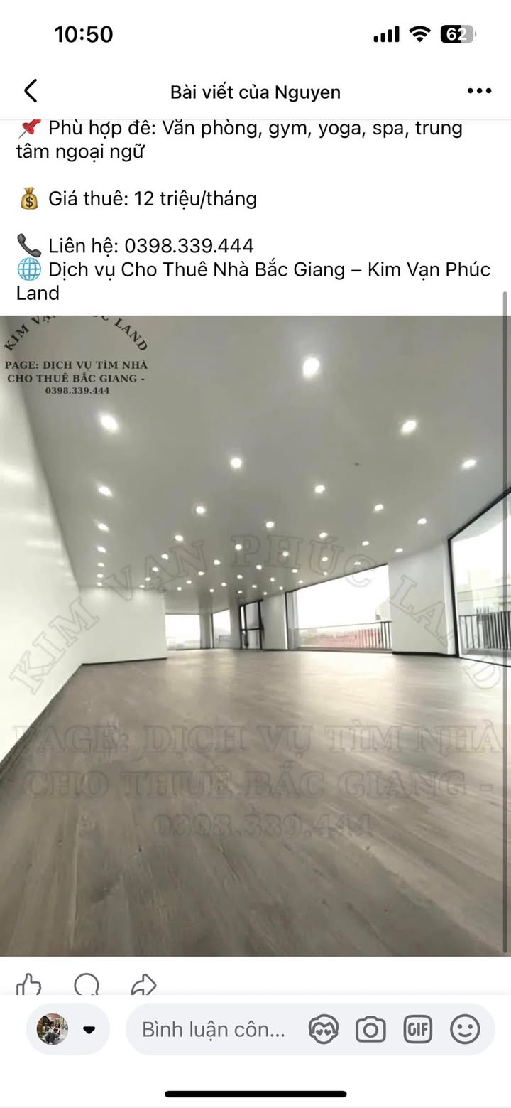 Sàn Office cho thuê tại Dĩnh Kế, Bắc Giang 190m² - Giá cực hấp dẫn 12 triệu/tháng!