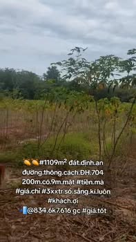 Đất nền Định An, Dầu Tiếng 1109m² giá chỉ 300 triệu - Cơ hội đầu tư tuyệt vời!