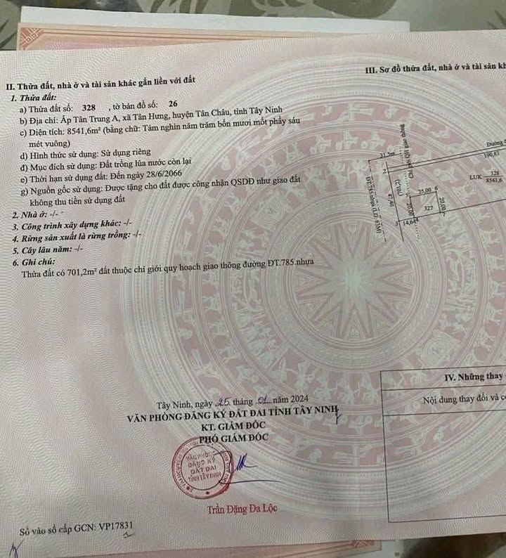 Đất nền góc 2 mặt tiền xã Tân Hưng, Tân Châu 1425m² - Đầu tư sinh lời cao!