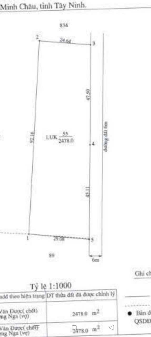 Đất thổ cư xã Phan, Dương Minh Châu 2760m² giá 8.736 tỷ - Cơ hội đầu tư tốt!