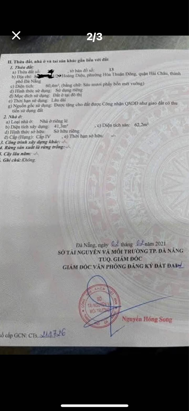 Nhà 2 mặt kiệt đường Hoàng Diệu, Hải Châu 60m² giá 3,1 tỷ - Nhà thoáng mát, tiện nghi!