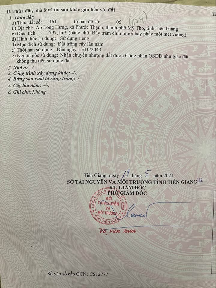 Đất nền chính chủ tại Mỹ Tho - 797m² giá 2.8 tỷ - Phù hợp xây nhà vườn nghỉ dưỡng!