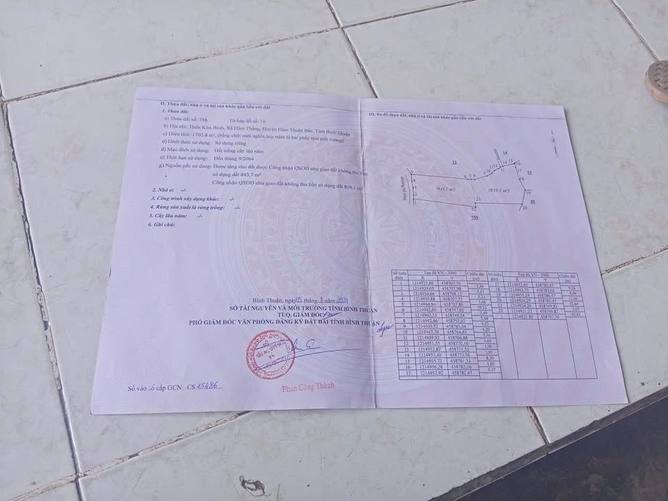 Đất nền Phường Hàm Thắng 1.702m² giá 600 triệu - Đầu tư sinh lời ngay!