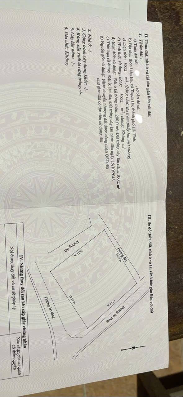 Đất 4 mặt tiền Thạch Hạ, Hà Tĩnh 300m² giá 3.95 tỷ - Tiềm năng kinh doanh lớn!