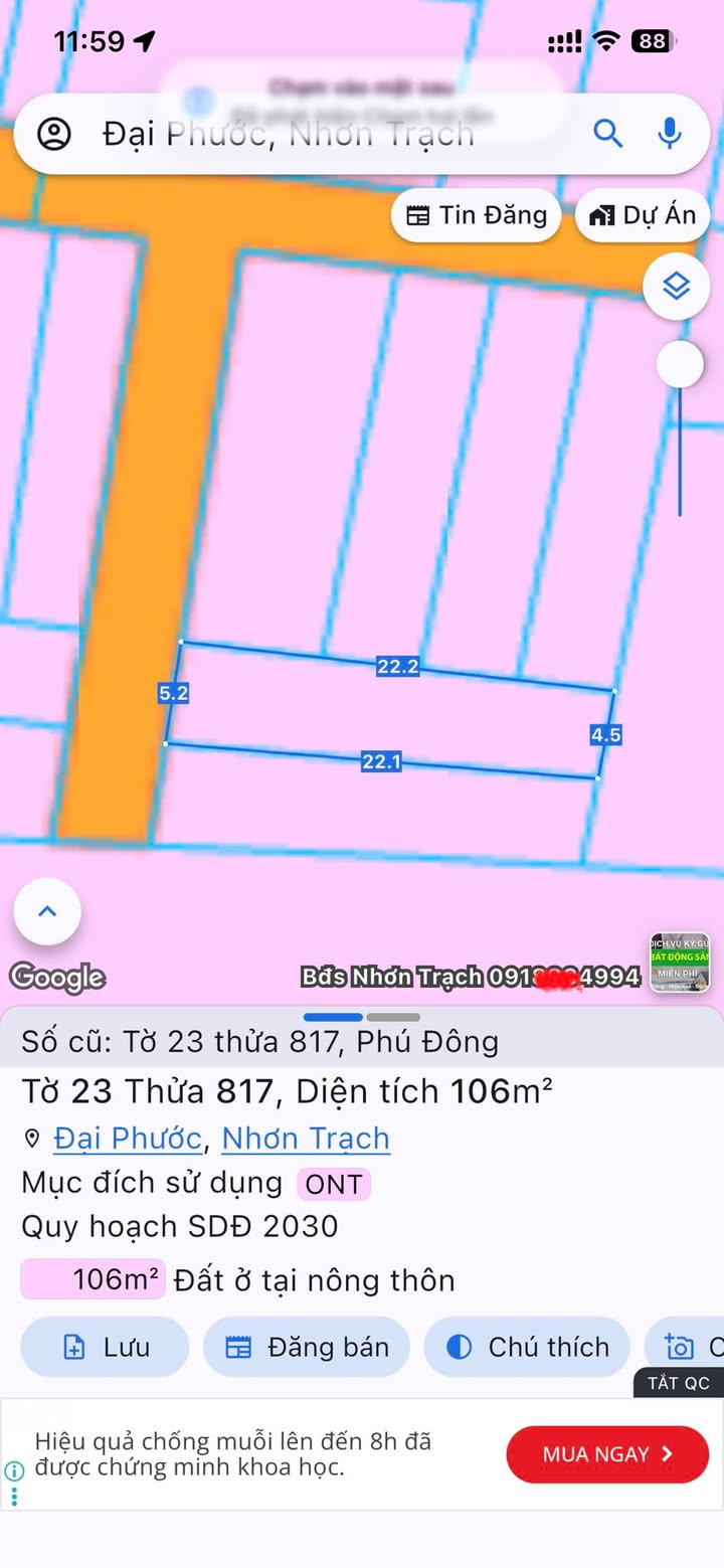 Đất thổ cư Đại Phước Nhơn Trạch 106m² giá 1.75 tỷ - Cơ hội đầu tư tuyệt vời!
