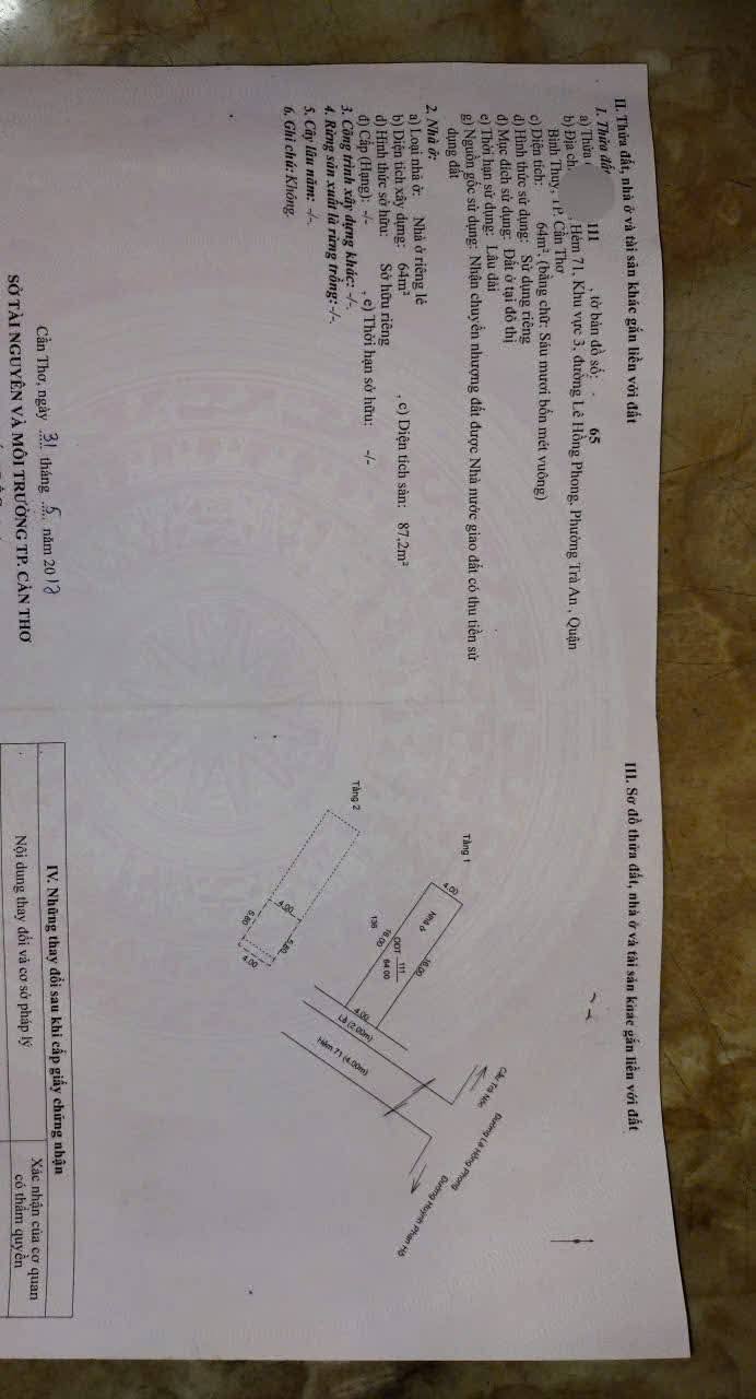 Nhà cấp 4 hẻm 71 Lê Hồng Phong, Cần Thơ 64m² giá 1.899 tỷ - Vị trí đẹp, thuận tiện kinh doanh