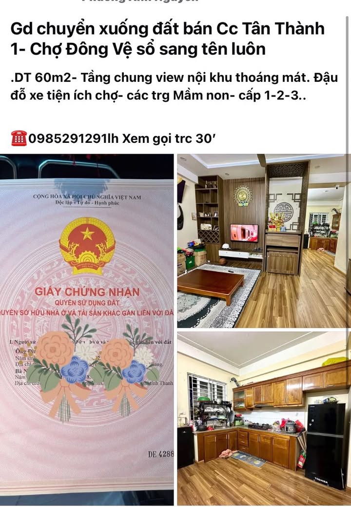 Căn hộ chung cư Tân Thành 1 Đông Vệ 60m² giá thỏa thuận - Nội thất đầy đủ, sẵn sàng vào ở!