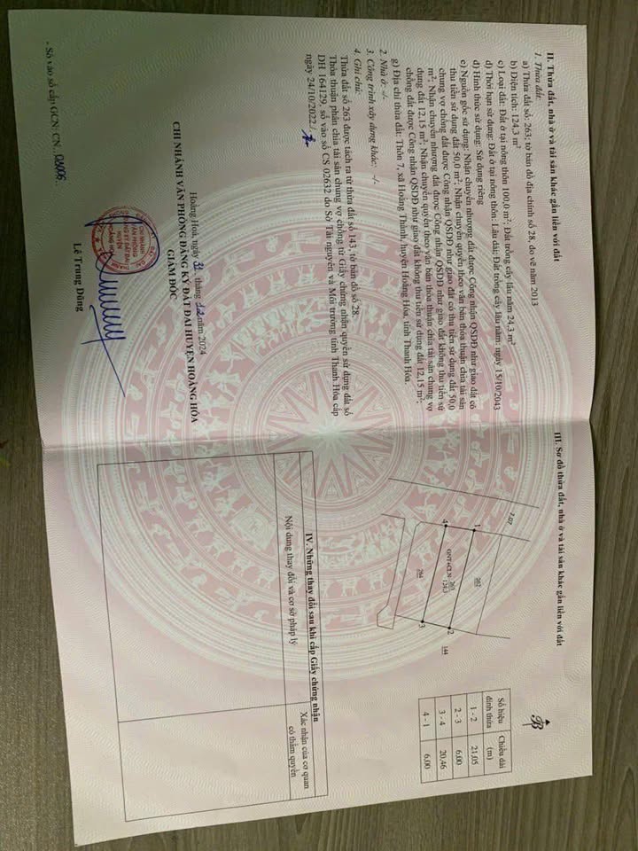 Đất thổ cư thôn 7 Hoằng Thành 124,3m² - Đường thông ô tô vào tận nơi!