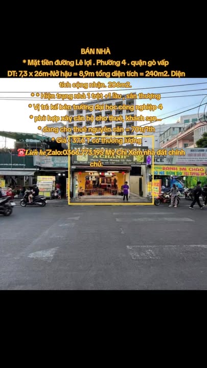 Nhà mặt tiền đường Lê Lợi, phường 4, quận Gò Vấp, diện tích 240m², giá 37.6 tỷ - Cơ hội đầu tư hấp dẫn!