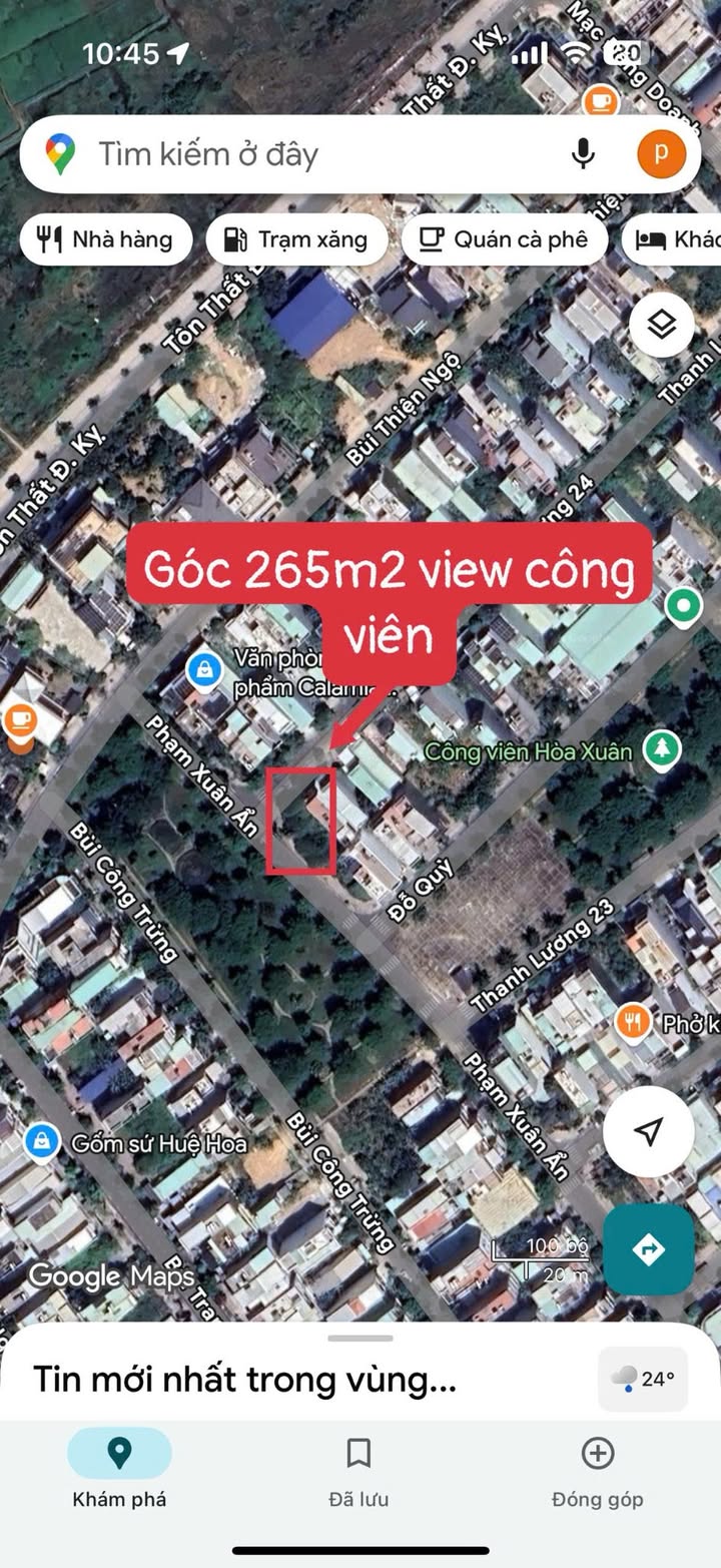 Đất liền kề góc Phạm Xuân Ẩn, Đà Nẵng 265m² giá 19.5 tỷ - View công viên tuyệt đẹp!