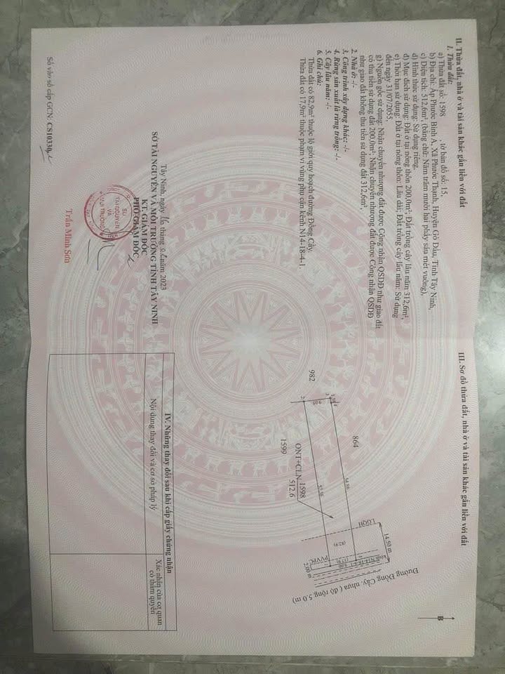 Đất thổ cư Gò Dầu 512m² giá 1.45 tỷ - Mặt tiền nhựa, dân cư đông đúc!