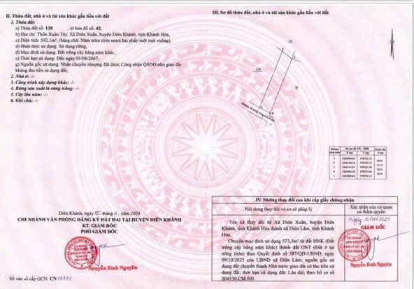 Đất thổ cư 592m² Thôn Xuân Nam, Diên Lâm giá 1.2 tỷ - Cơ hội đầu tư tuyệt vời!