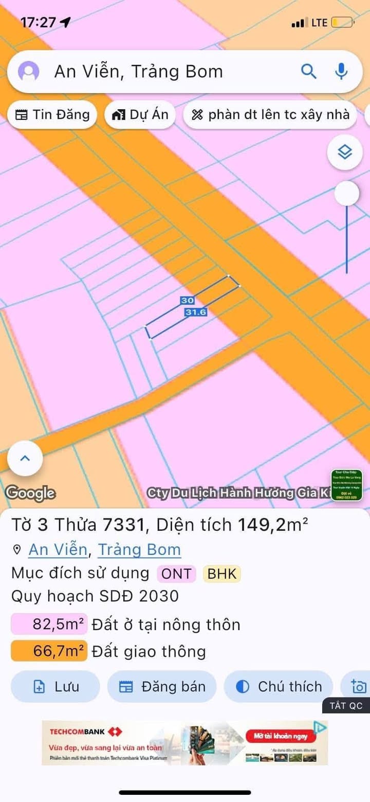 Đất nền An Viễn Trảng Bom 155m² giá 1.1 tỷ - Sổ hồng chính chủ, đầu tư sinh lời!