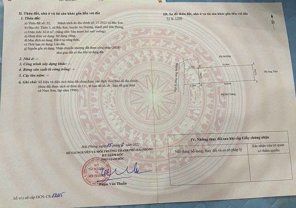 Đất thổ cư xã Bắc Sơn, An Dương 62m² giá chỉ 900 triệu - Ô tô vào tận nơi!