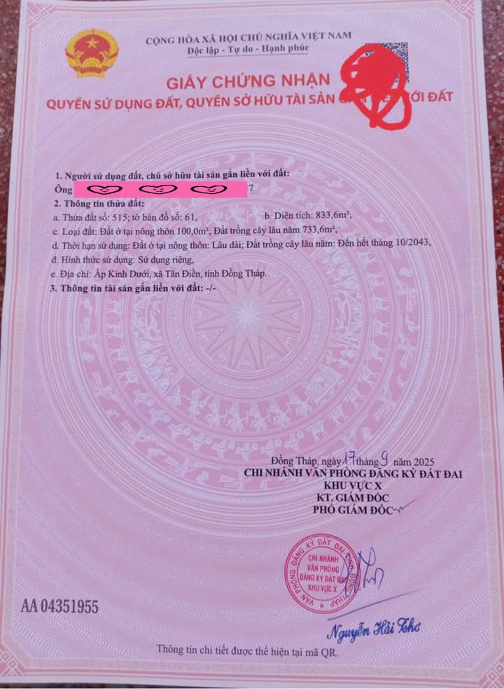 Đất mặt tiền Đường bêtông Ôtô Kênh Trần Văn Võng 833,6m² giá 1,25 tỷ - Thương lượng ngay!