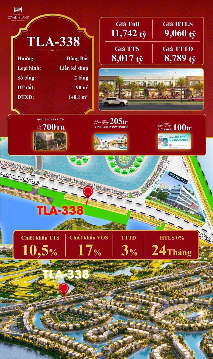 Shophouse 2 tầng Golfland Thủy Nguyên 90m² giá 8 tỷ - Cơ hội đầu tư hấp dẫn!