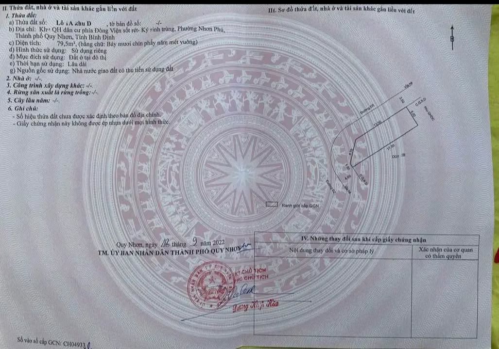 Đất nền lô góc Khu Dân Cư VIỆN SỐT RÉT - Nhơn Phú, Quy Nhơn 79.5m² chỉ 2.85 tỷ!