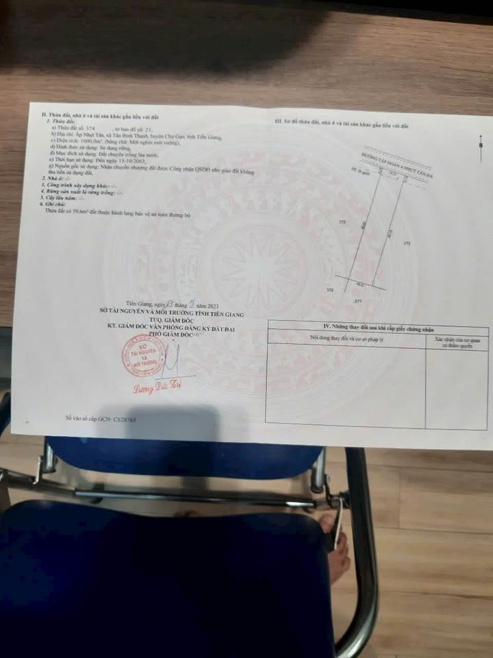 Đất trồng thanh long 1000m² Tân Bình Thạnh, Chợ Gạo - Giá chỉ 830 triệu!