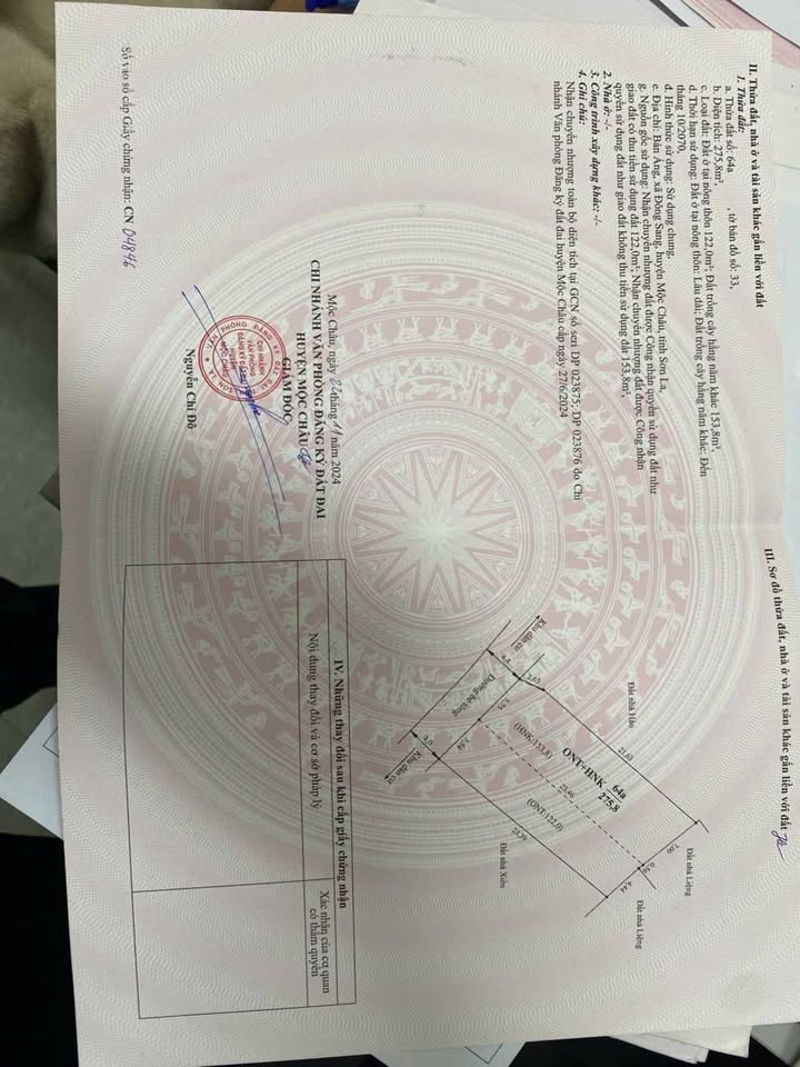 Đất nền Bản Áng, Đông Sang, Mộc Châu 275m² giá 4 tỷ - Cơ hội đầu tư sinh lời!