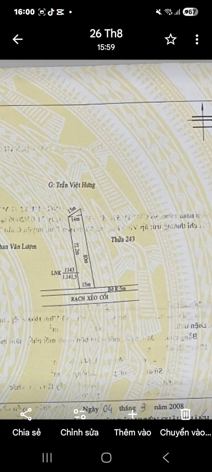 Đất nền mặt tiền kênh Xẻo Cối, xã Vĩnh Hòa Phú, 1008m² - Tiện lợi làm nhà vườn