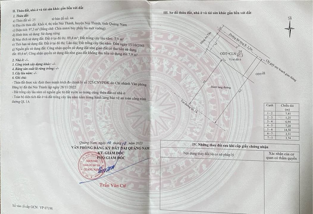 Đất nền Quốc lộ 1A, xã Núi Thành, 100m² chỉ 950 triệu - Cơ hội đầu tư tuyệt vời!