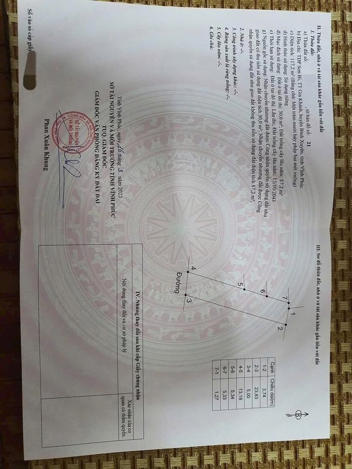 Đất nền 117m² tại Gia Khánh, Bình Xuyên - Đường ô tô tránh, tiện ích đầy đủ!