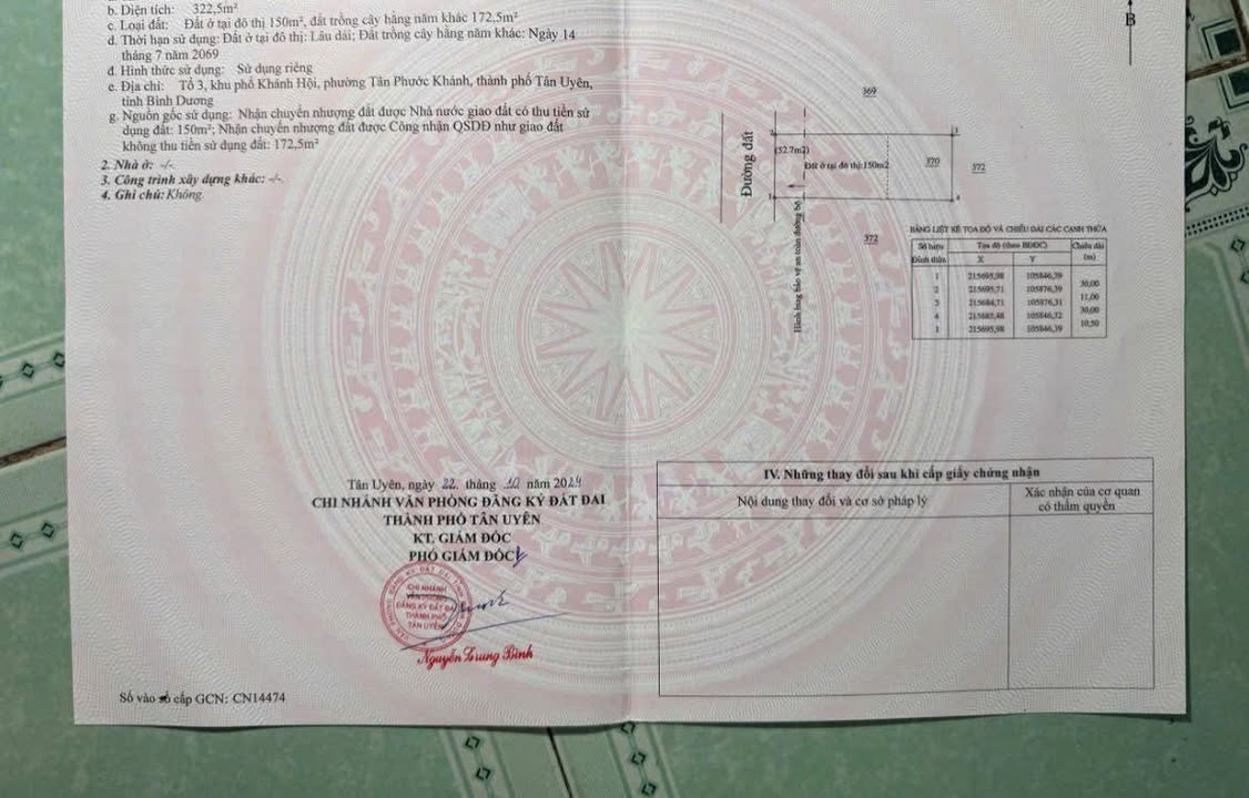 Đất nền Tân Phước Khánh 322m² giá 4.5 tỷ - Cơ hội đầu tư hiếm có!