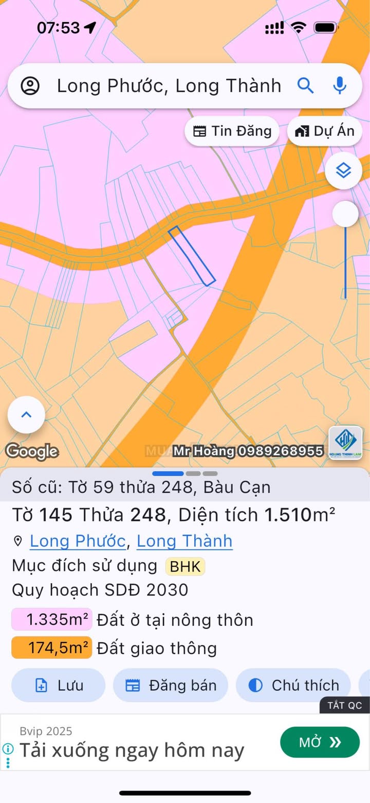 Đất 3600m² mặt tiền ấp 7 Bàu Cạn giá 5 tỷ - Cơ hội đầu tư tuyệt vời!