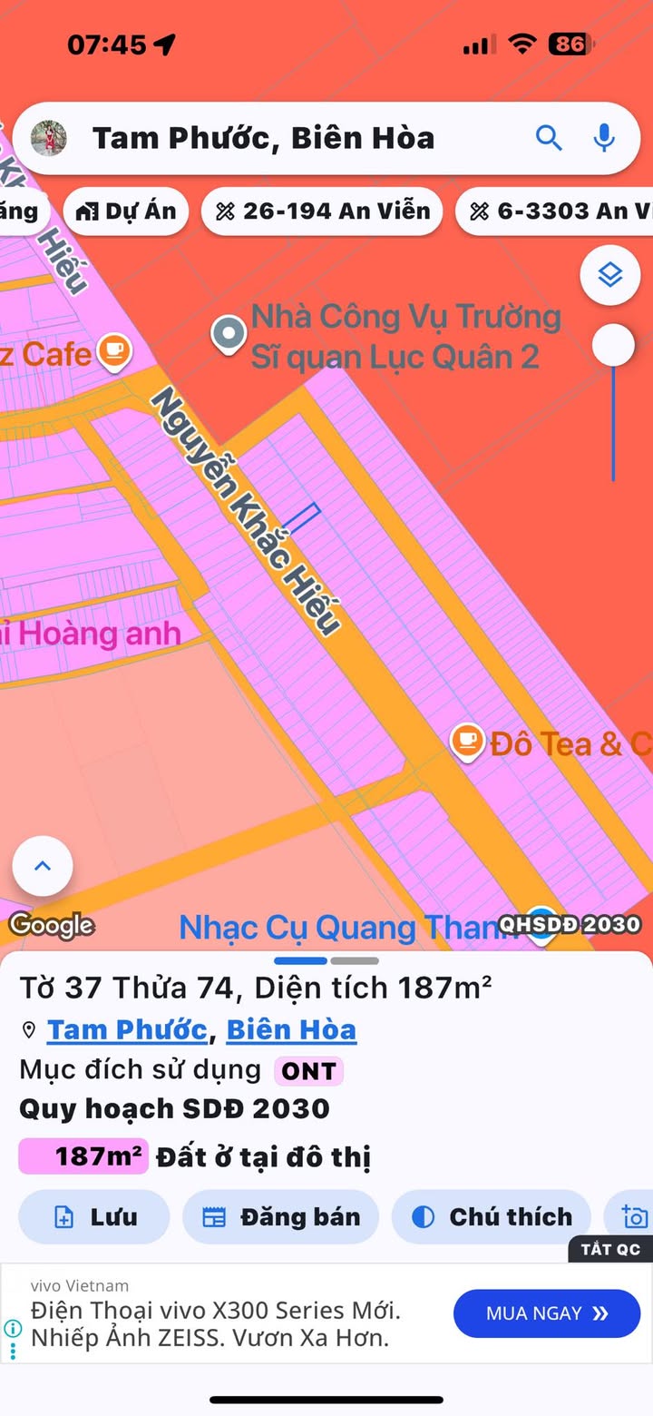 Đất thổ cư 182m² Tam Phước, Biên Hòa giá 5 tỷ - Vị trí đẹp, kinh doanh thuận lợi!