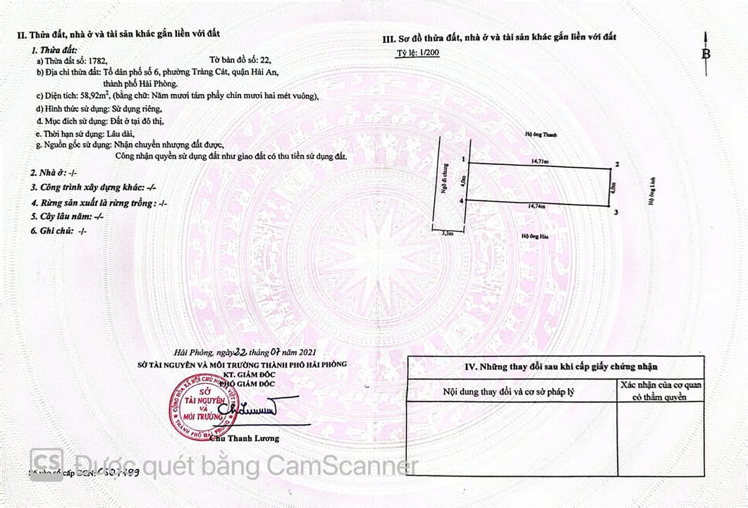 Bán đất ngõ 38 Cát Vũ, Hải An, 58,92m² - Đường ô tô vào tận nơi!