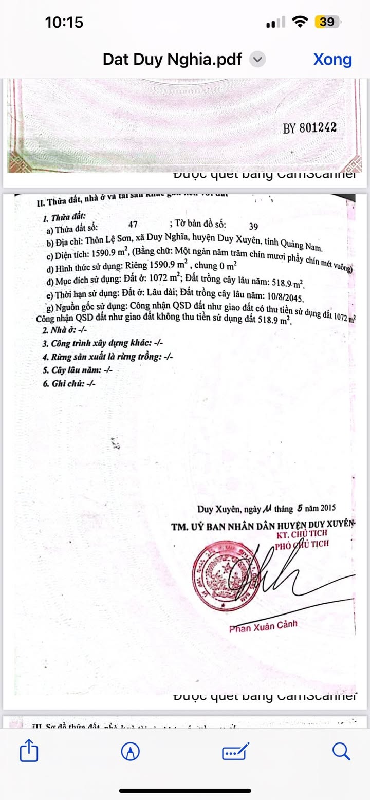 Đất vườn Duy Nghĩa, Duy Xuyên 1600m² - Đầu tư tiềm năng sinh lời!