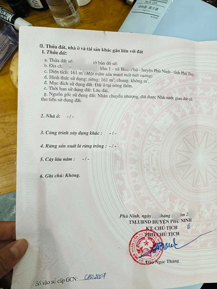 Đất băng 2 xã Bình Phú, Phù Ninh 161m² - Vị trí đắc địa, giá thỏa thuận!