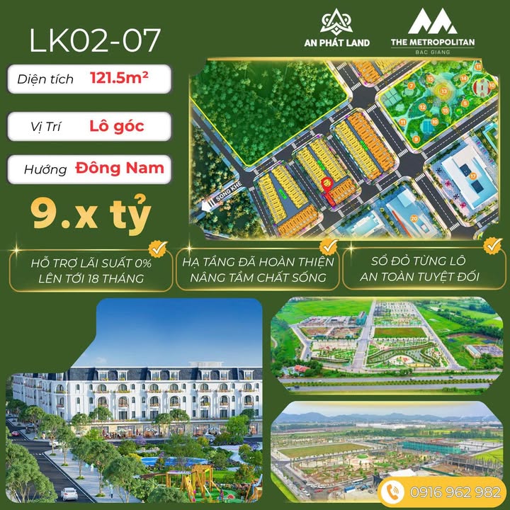 Shophouse The Metropolitan Bắc Giang 121m² giá 14 tỷ - Vị trí đắc địa, tiềm năng sinh lời cao!