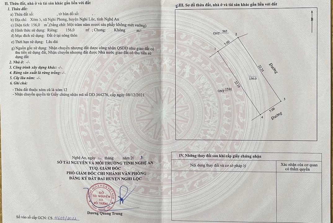 Đất nền Nghi Phong Vinh 156m² - Cách trường học chỉ 600m, giá thỏa thuận!