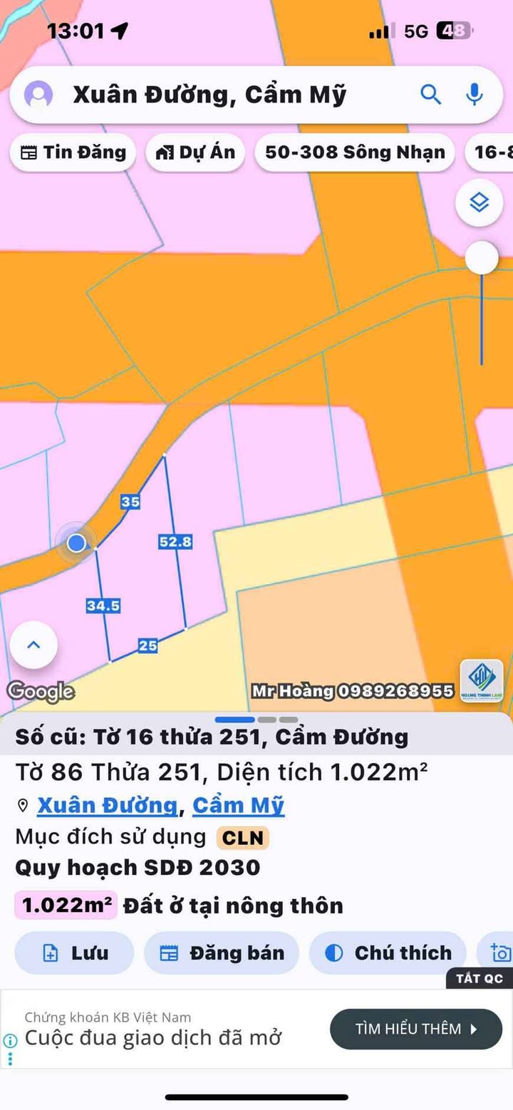 Đất nền 1000m² Xuân Đường, Cẩm Mỹ - Gần sân bay Long Thành, giá thỏa thuận