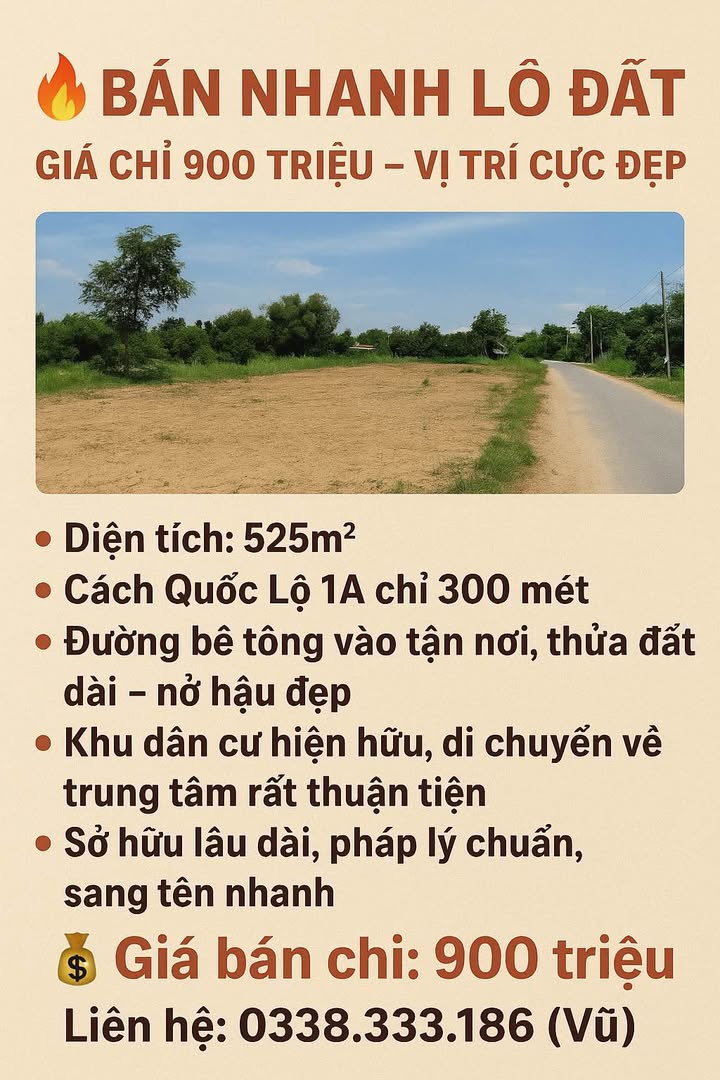 Đất nền Hàm Cường, Hàm Thuận Nam 525m² giá 900 triệu - Cơ hội đầu tư tuyệt vời!