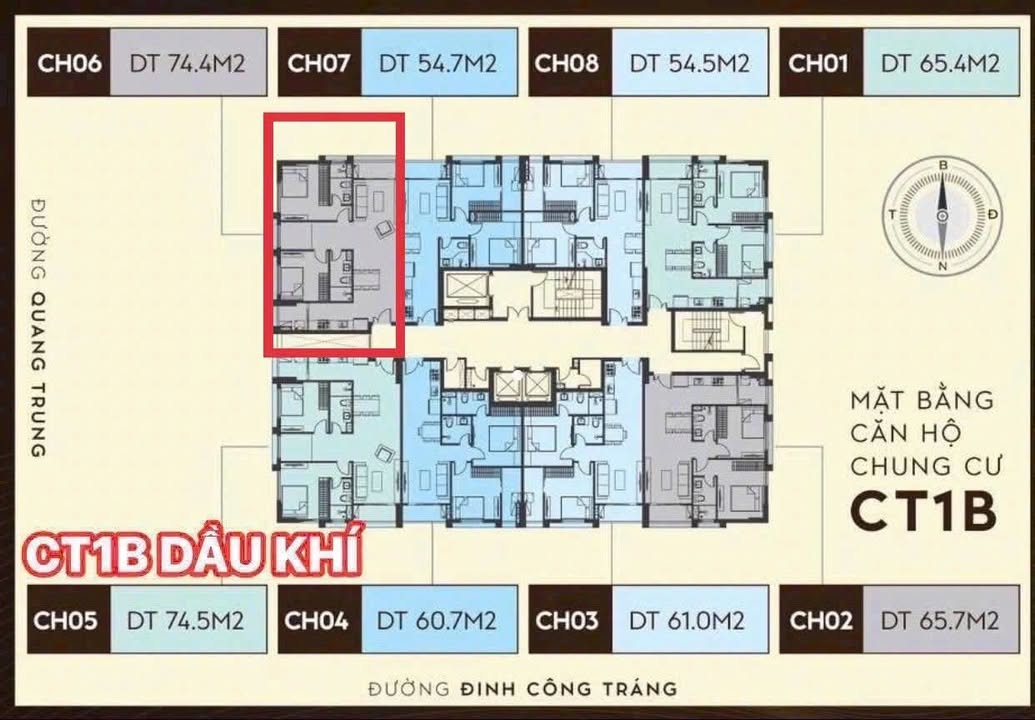 Chung cư Dầu Khí CT1B, Vinh 74m² giá 3.438 tỷ - Sẵn sàng vào ở ngay!