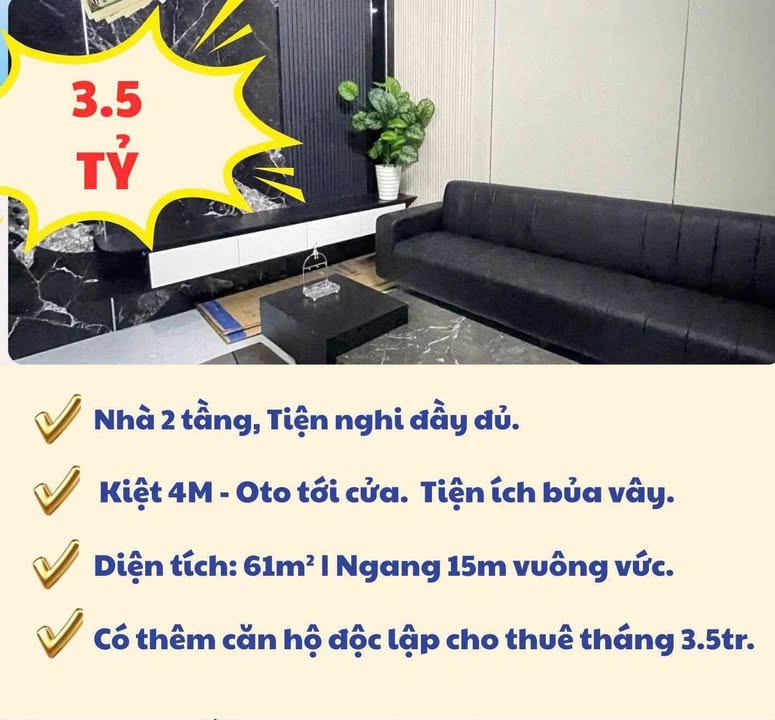 Nhà đẹp 61m² tại Cẩm Lệ giá 1.53 tỷ - Ô tô vào tận cửa, vào ở ngay!