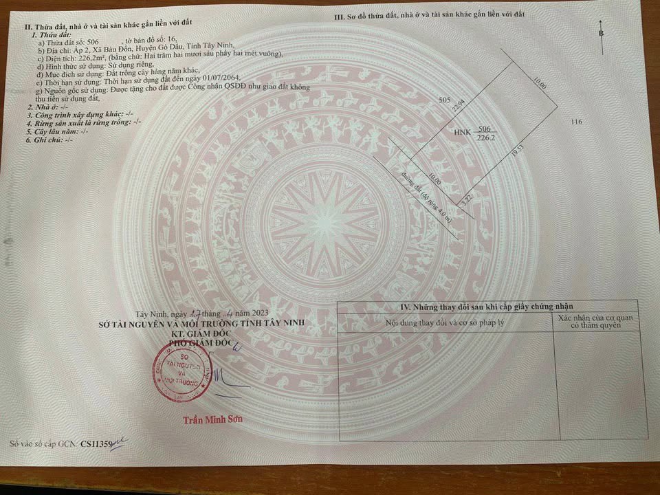 Đất nền ấp 2 Bàu Đồn Gò Dầu 230m² giá chỉ 300 triệu - Cơ hội đầu tư tuyệt vời!