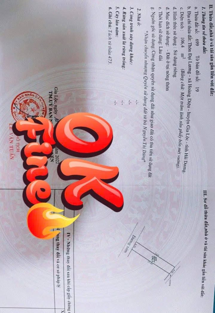 Đất nền Hoàng Diệu, Gia Lộc 106m² giá 1 tỷ - Tiềm năng đầu tư lớn!