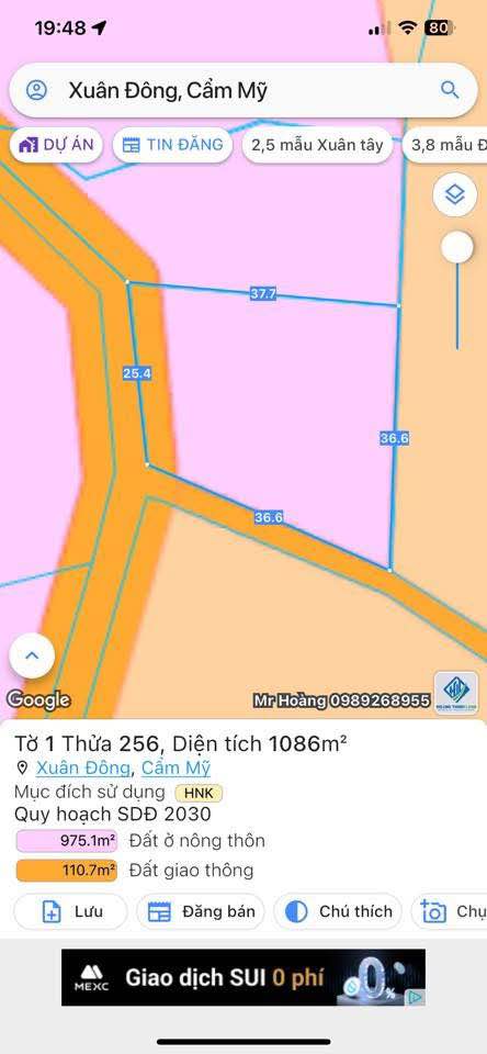 Đất nền 2 mặt tiền Xuân Đông 1086m² giá 950 triệu - Nơi an cư lý tưởng!