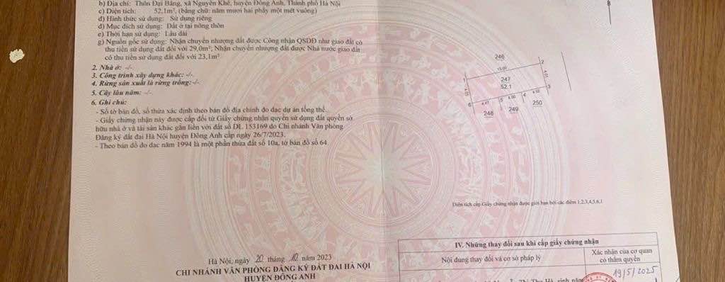 Đất chính chủ Nguyên Khê, Đông Anh 52m² giá 4 tỷ - Đường ô tô vào tận nơi!