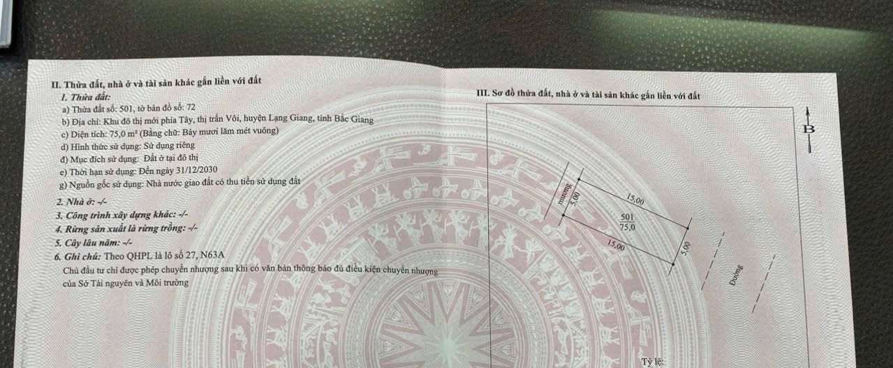 Đất nền Rùa Vàng - Tây Vôi 75m² giá 2 tỷ - Đầu tư sinh lời ngay!